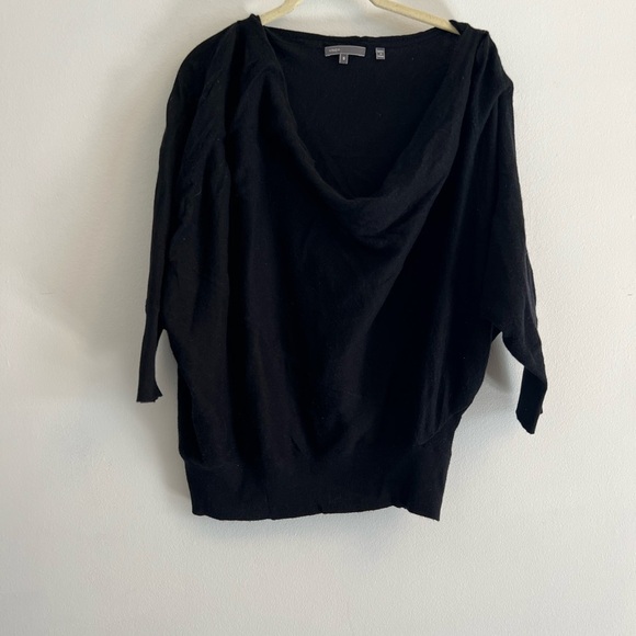 Vince Merino Wool Cashmere Sweater Poncho Shrug - 3/4 long sleeve- Black XS - Picture 1 of 10